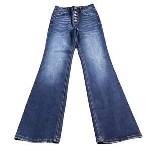 Denim by Laura Womens Jeans Denim Wash Blue Sz‎ 7x28 Button Fly High Rise Flared